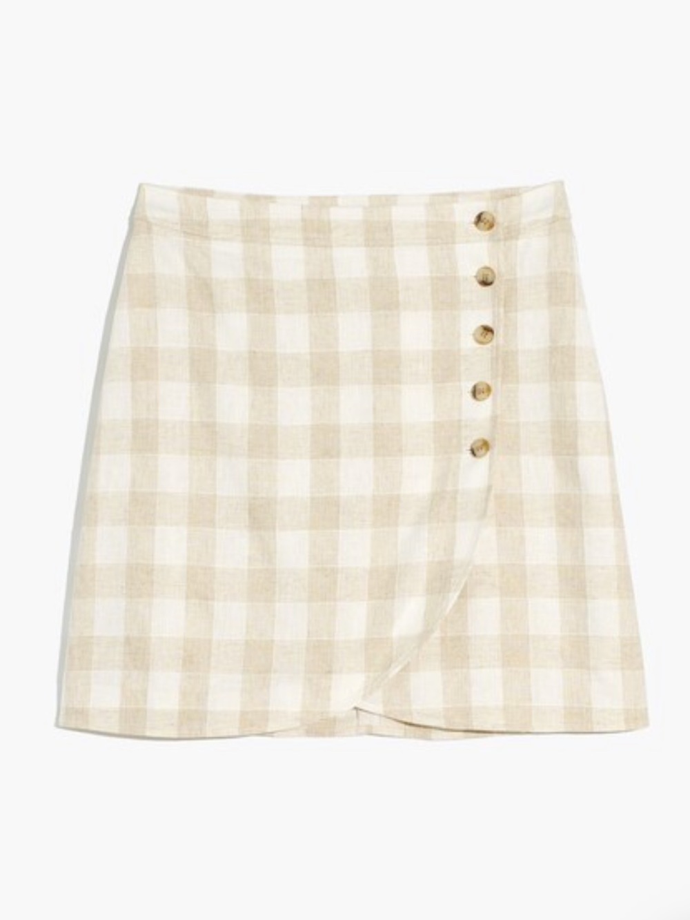 Madewell Gingham Linen-Blend Wrap Mini Skirt – Size 0